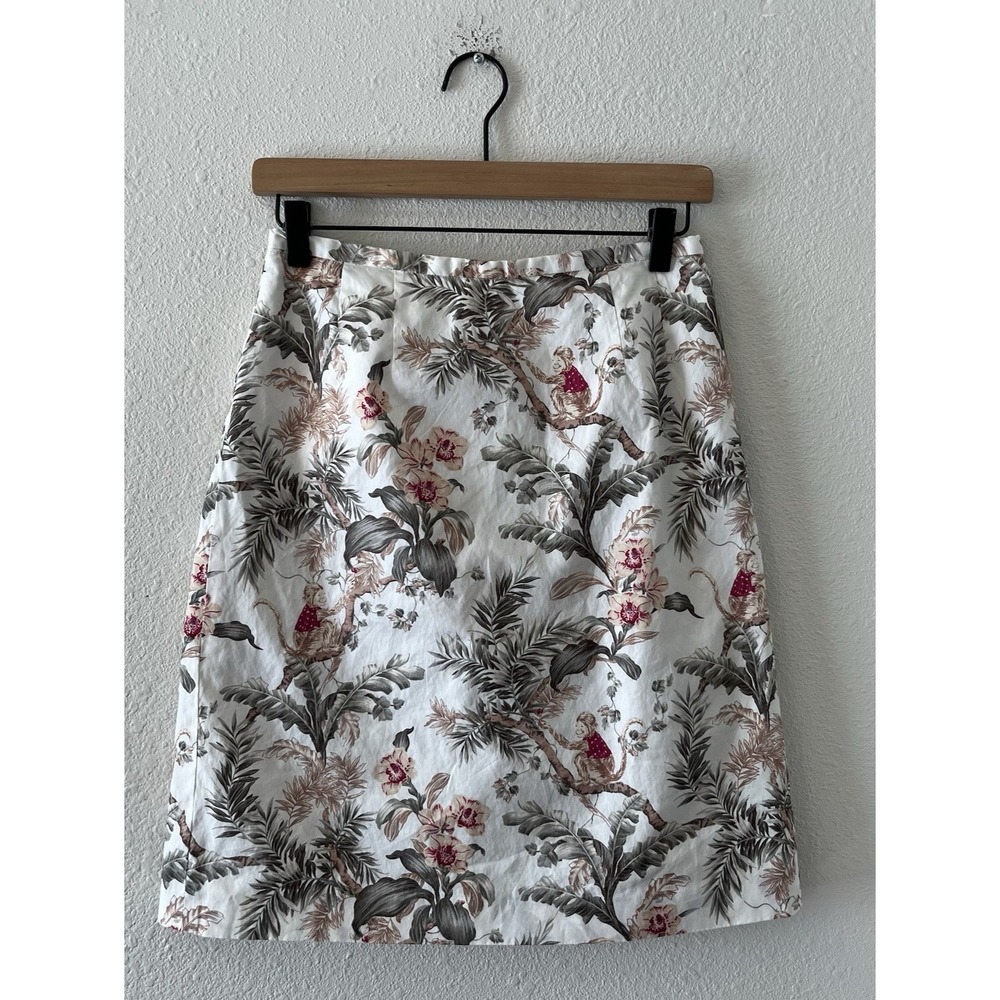 Vintage Talbots Skirt Size 4 Monkeys Jungle Lined Cotton USA MADE A Line Cute